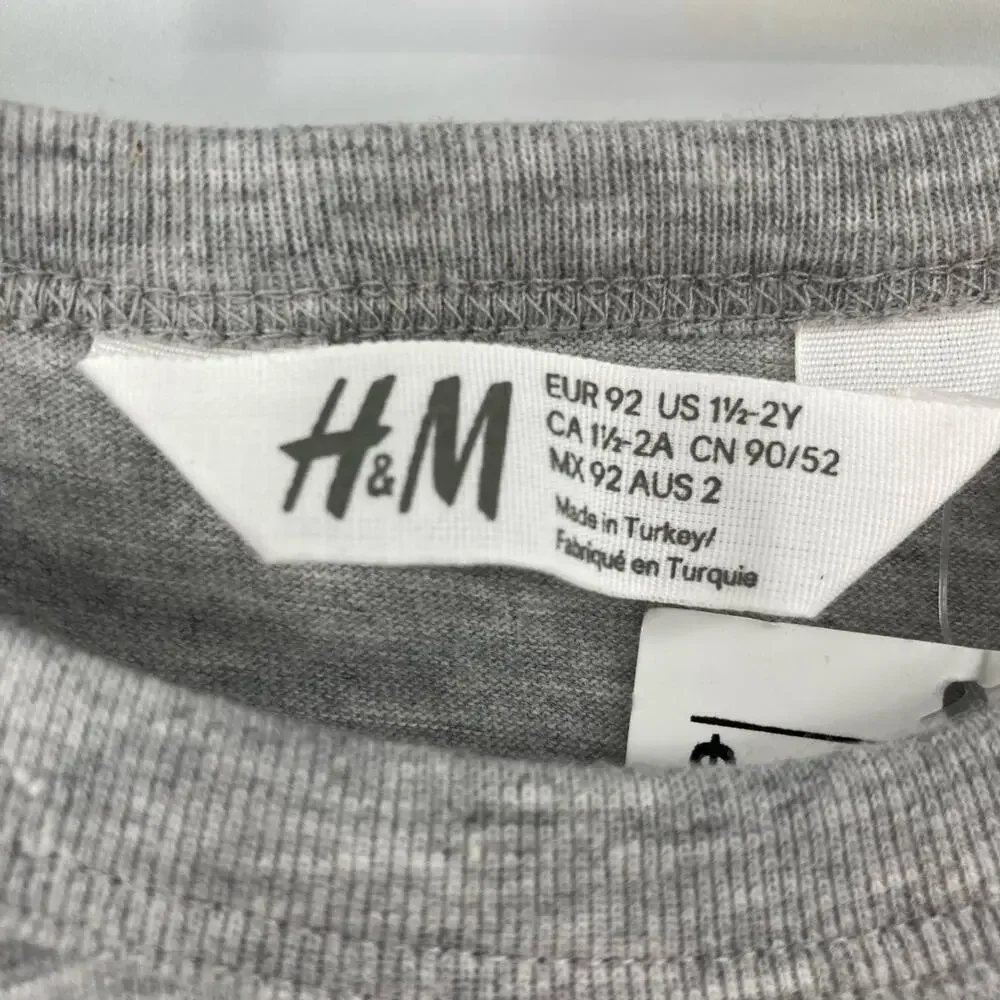 H&M Paw Patrol Long Sleeve Graphic Gray Tee Toddler 2T NEW